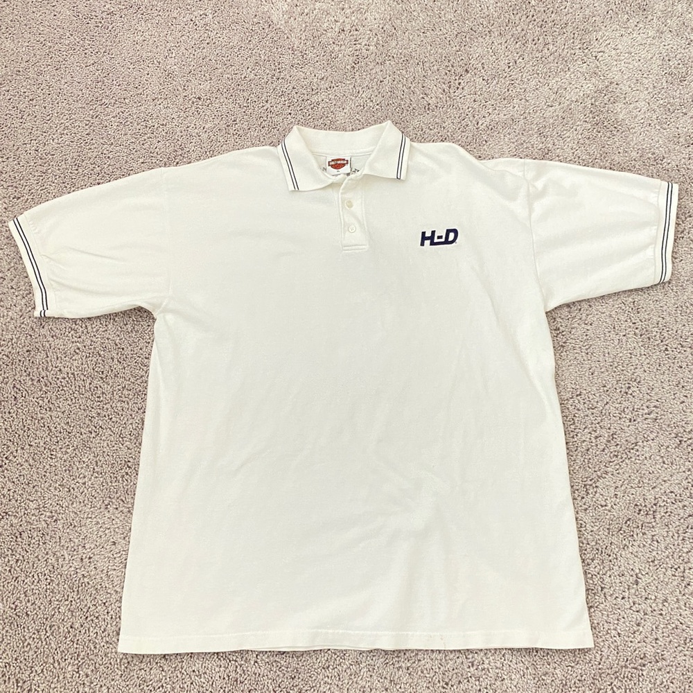 Harley Davidoson White Polo Golf Shirt Embroidered FT Lauderdale XL